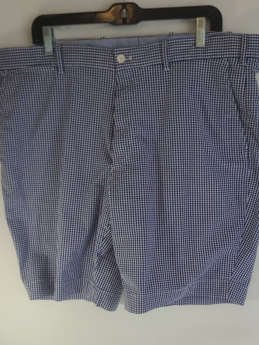 Ralph Lauren Blue Gingham Flat-Front Shorts Size 38 Waist